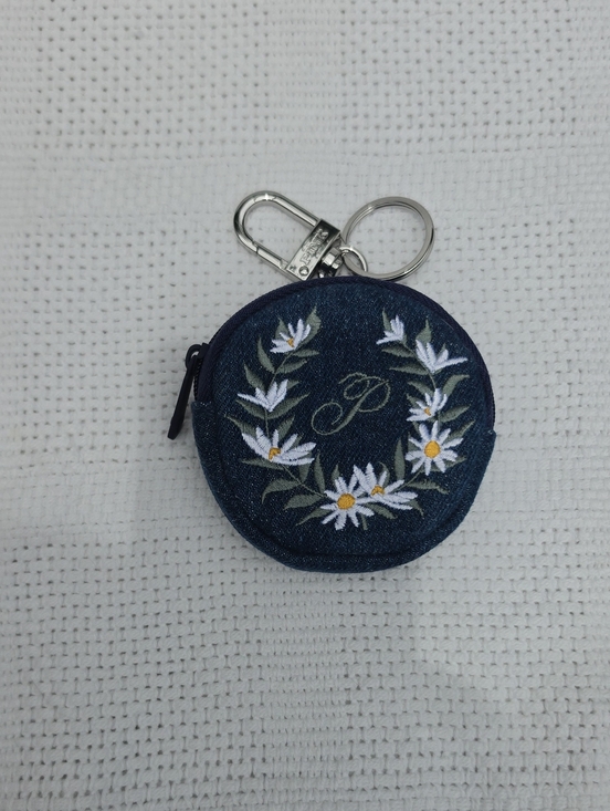 PINK Victoria's Secret Accessories - VICTORIA'S SECRET Embroidered Daisy Monogram Coin Pouch Keychain Bag Charm